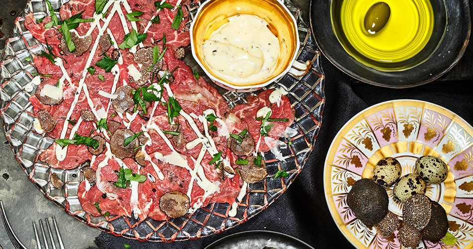 Carpaccio garniert mit Trueffeln